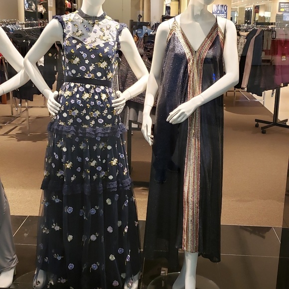 Aqua Sequined Maxi Dress Ball Gown NWT - Picture 4 of 6